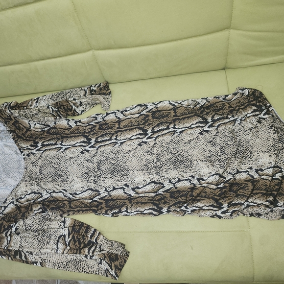 Snake Print Bodycon Dress – Brown & Tan Animal Print – Sexy Ruched Mini Dress - Picture 5 of 8